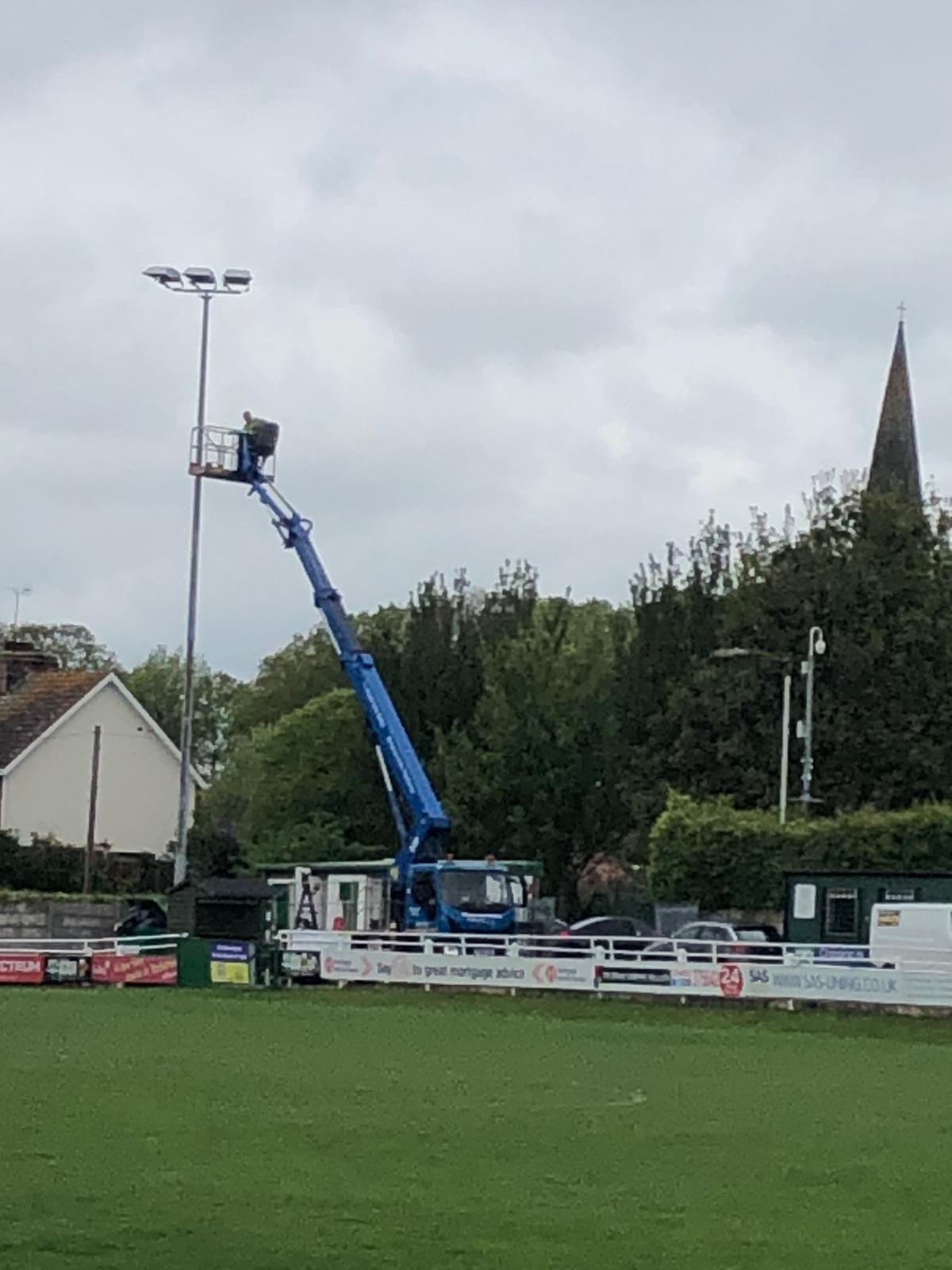 Floodlight conversion to LED underway